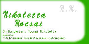 nikoletta mocsai business card